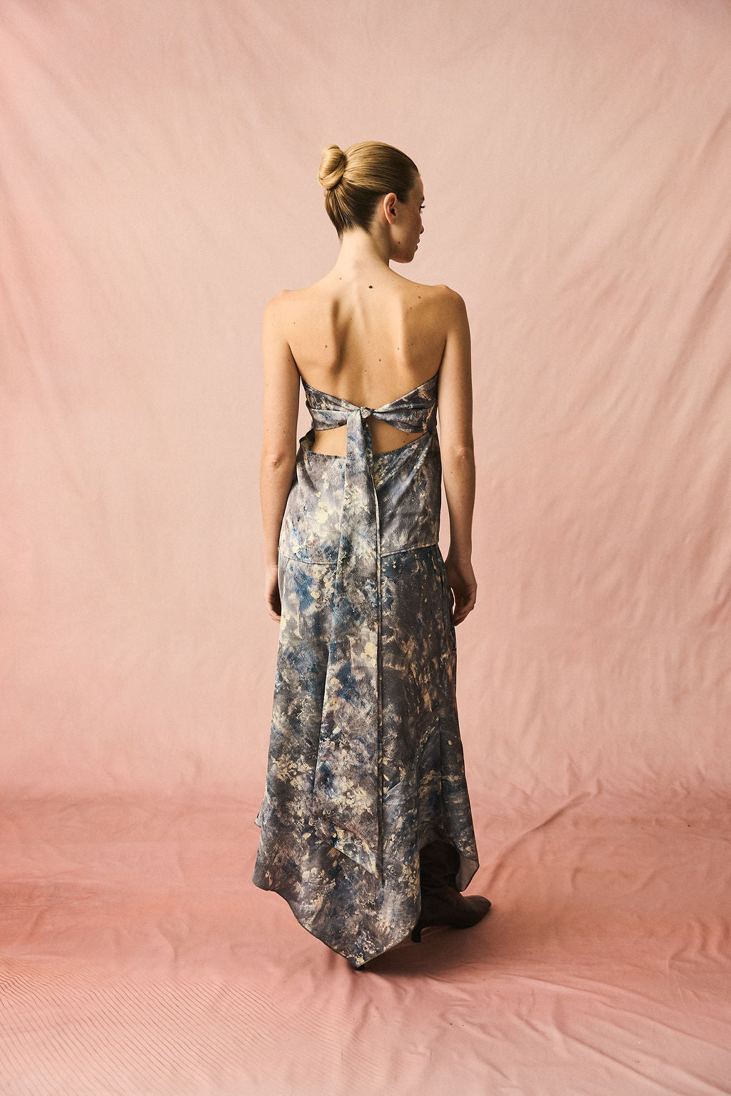 Draped Blouse Blue Gray