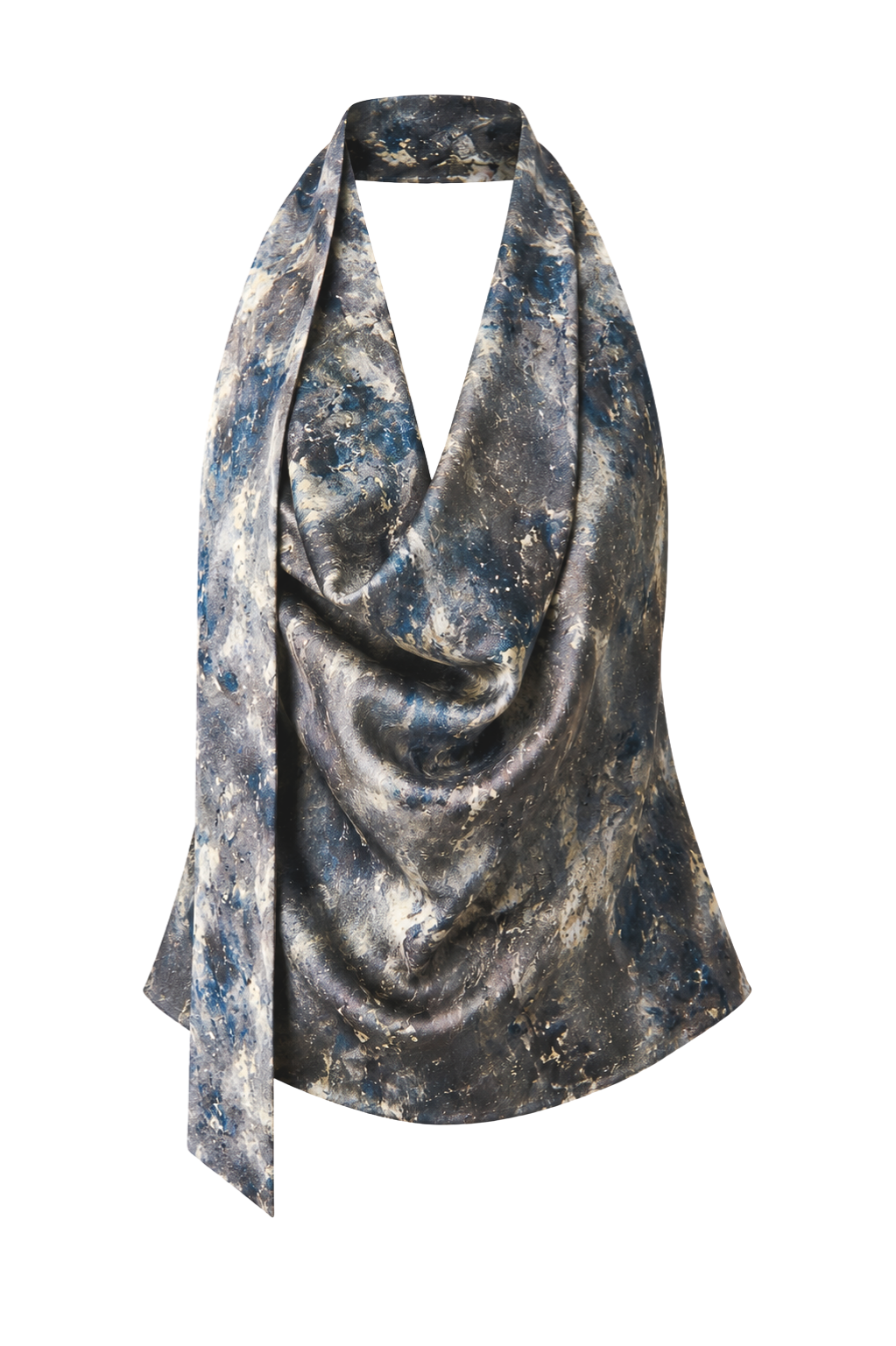 Draped Blouse Blue Gray