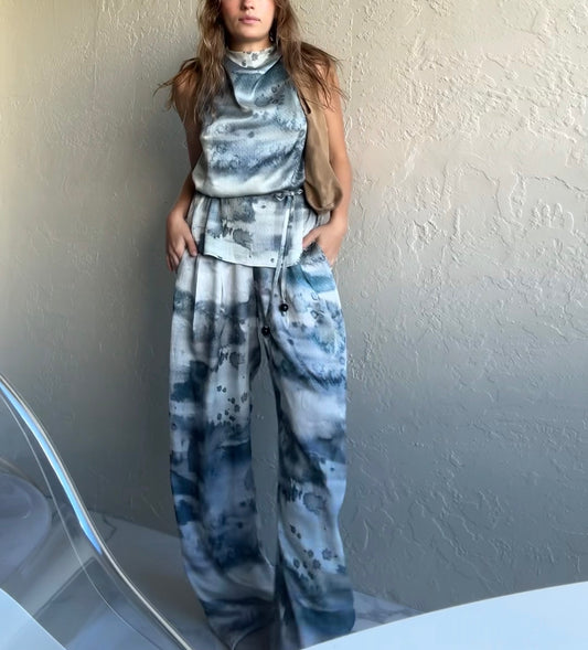 Acuarela Trousers-Turquoise