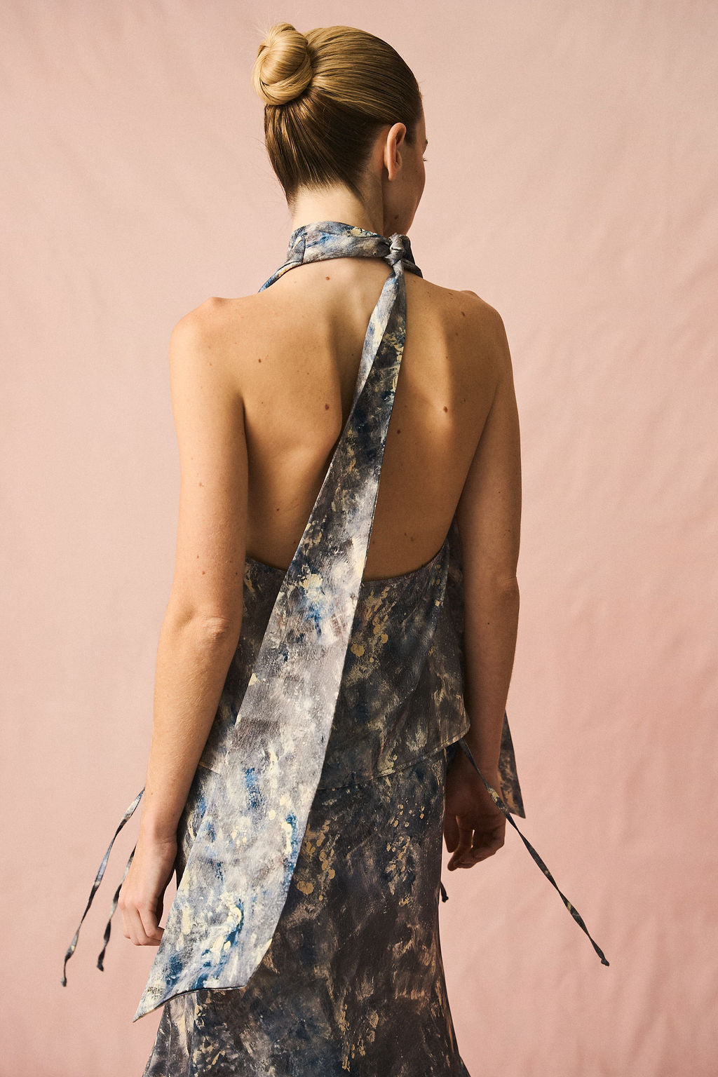 Draped Blouse Blue Gray