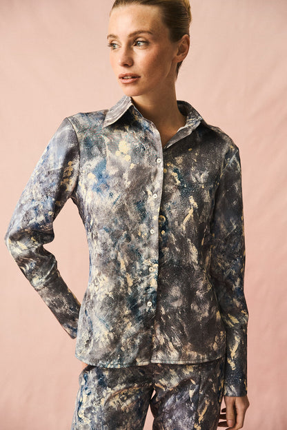 Long Sleeve Fit Blue Gray